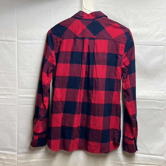 Tommy Hilfiger Red and Navy Half Button Down Flannel Shirt - Picture 5 of 5